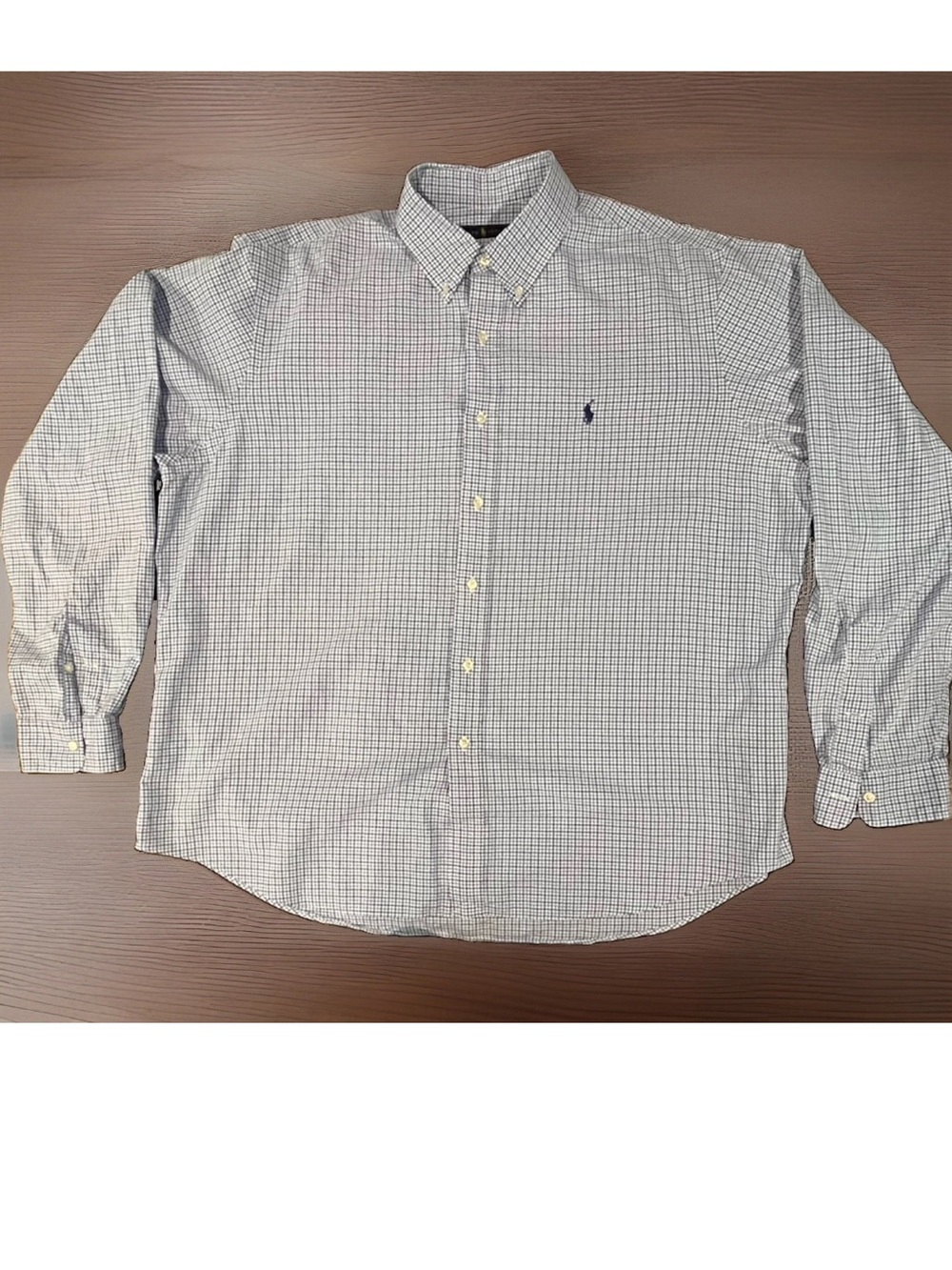 Polo Ralph Lauren XXL blue & white gingham button down micro check classic fit